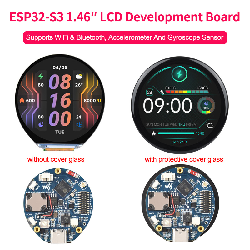 Monitor Arm Dual - 1.46 Inch Round Display ESP32-S3 412x412