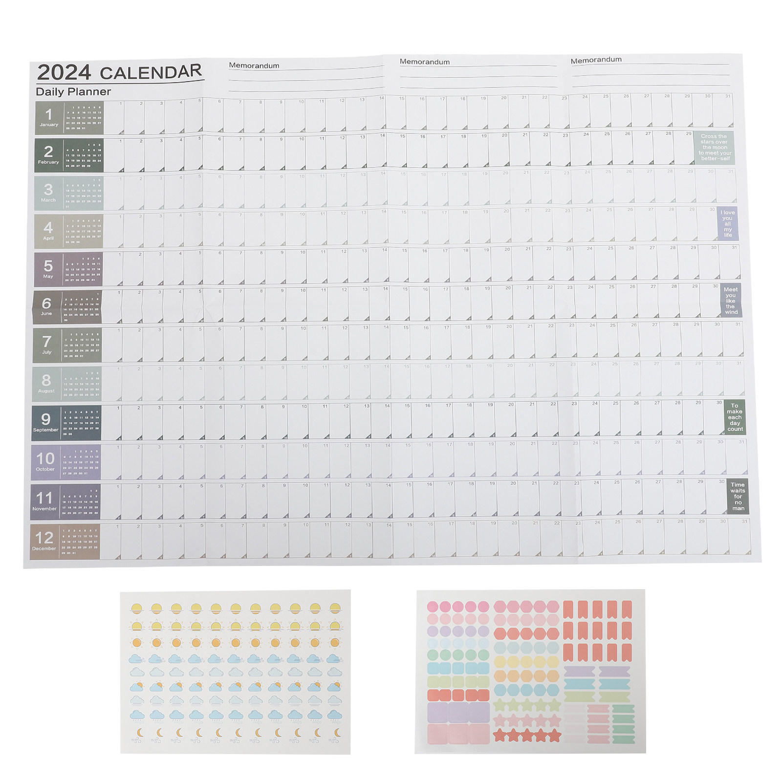 Home Office 2024 - 1Set Yearly Wall Hanging Calendar 2024