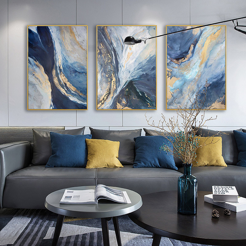 Home Office Image - 3Pc/Set Modern Abstract Style Gold Canvas