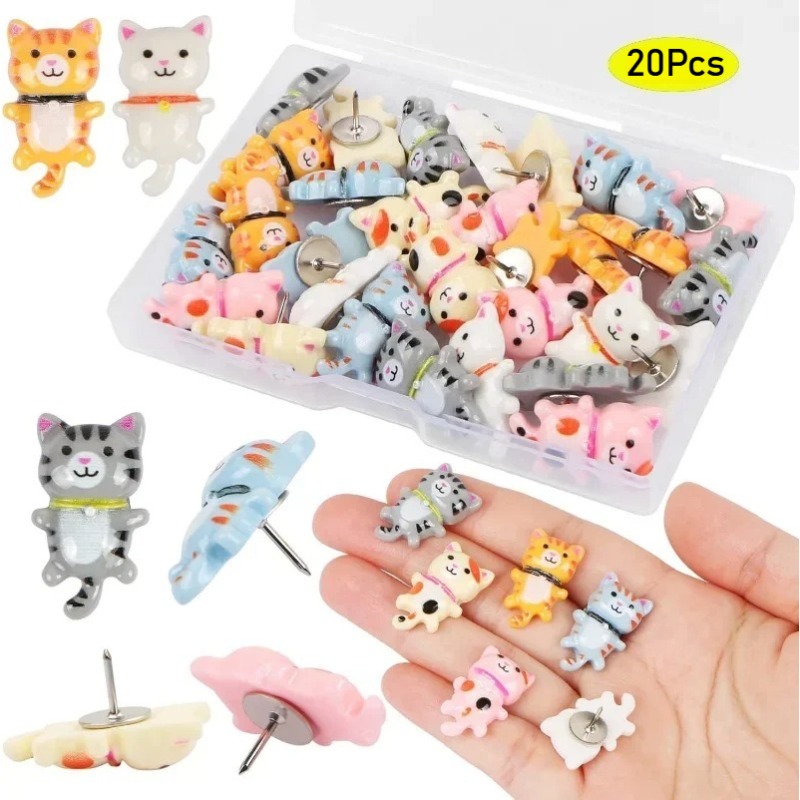 20Pcs Cute Resin Cat Push Pins - Home Office Image review and price