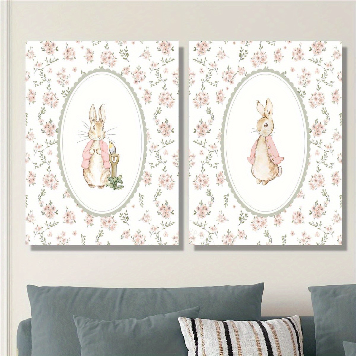 2pcs Retro Easter Rabbit Canva - Home Office For Two review and price