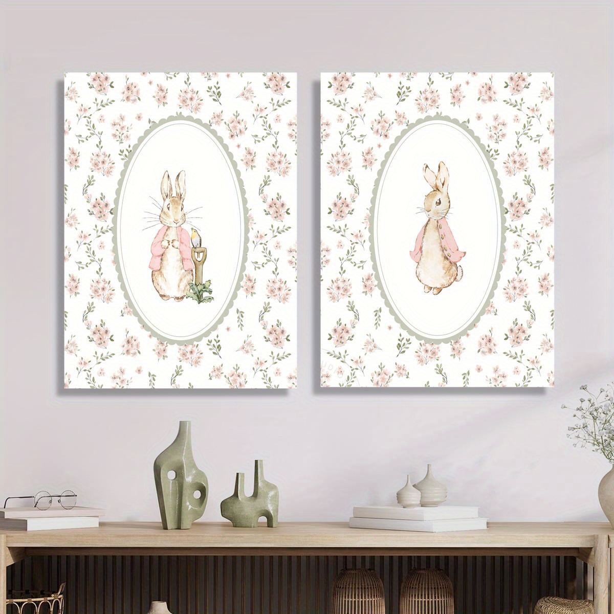 2pcs Retro Easter Rabbit Canva - Home Office For Two review and price