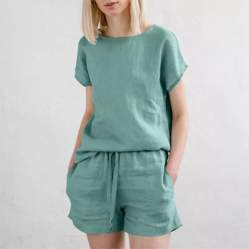 Casual Solid Color Short Sets  - Home Office 2024 review and price