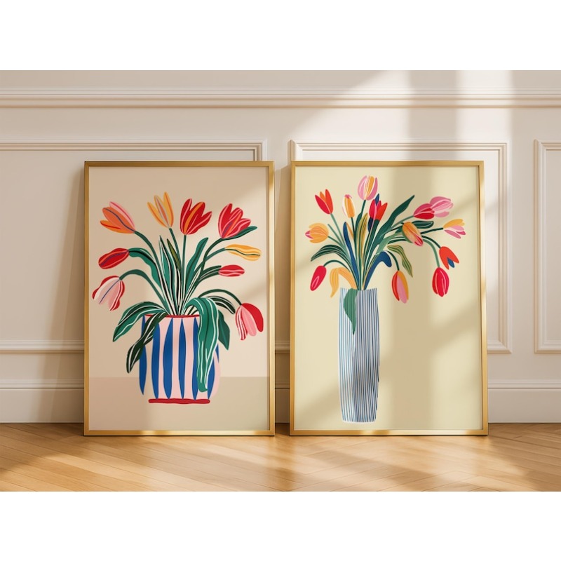 2pcs Tulip Flowers Canvas Wall - Home Office For Two review and price