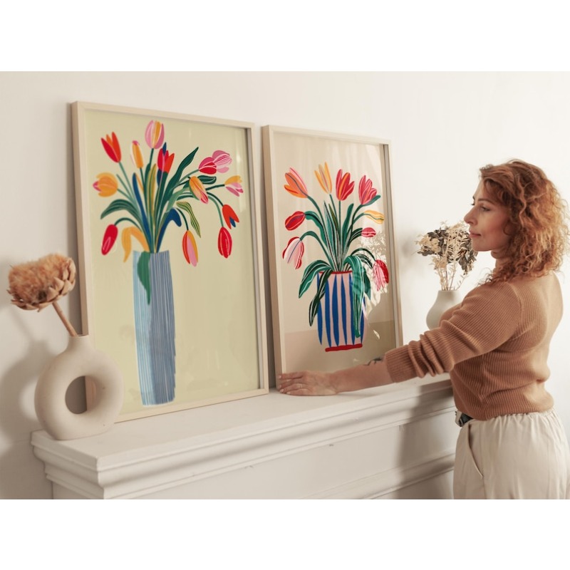 2pcs Tulip Flowers Canvas Wall - Home Office For Two review and price
