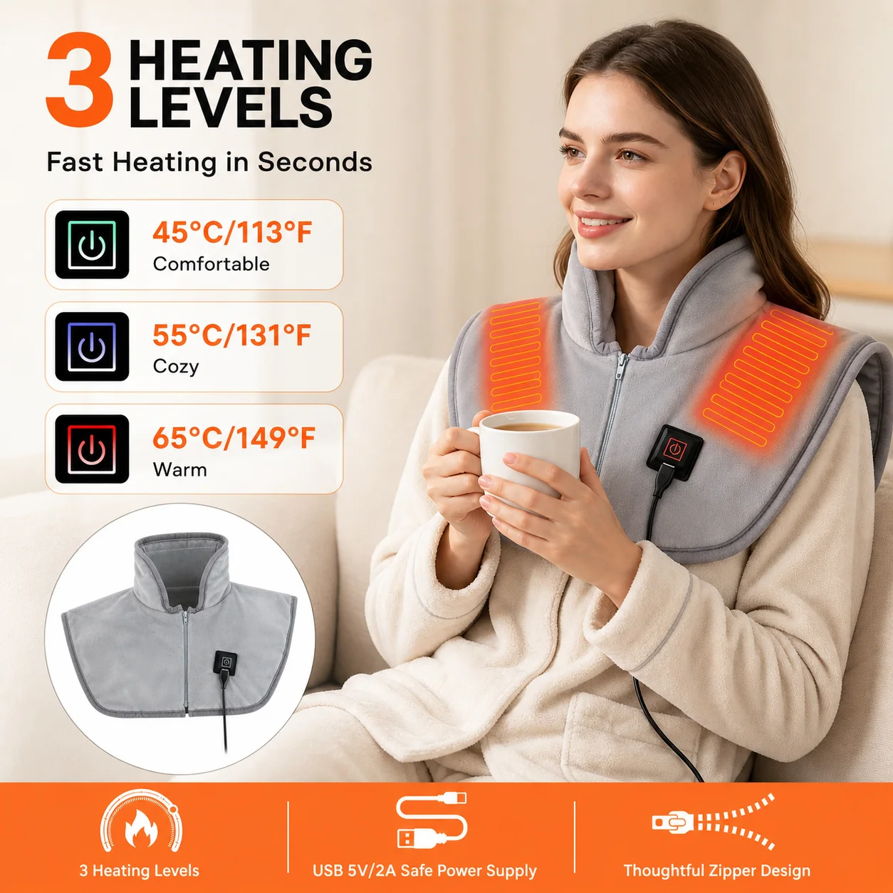 USB Heated Shawl with 3 Heat S - Home Office Hours review and price