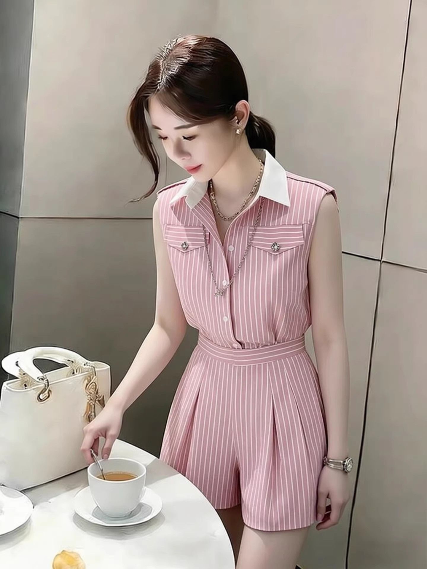 New High End Elegant Pink Stri - Home Office Romance review and price
