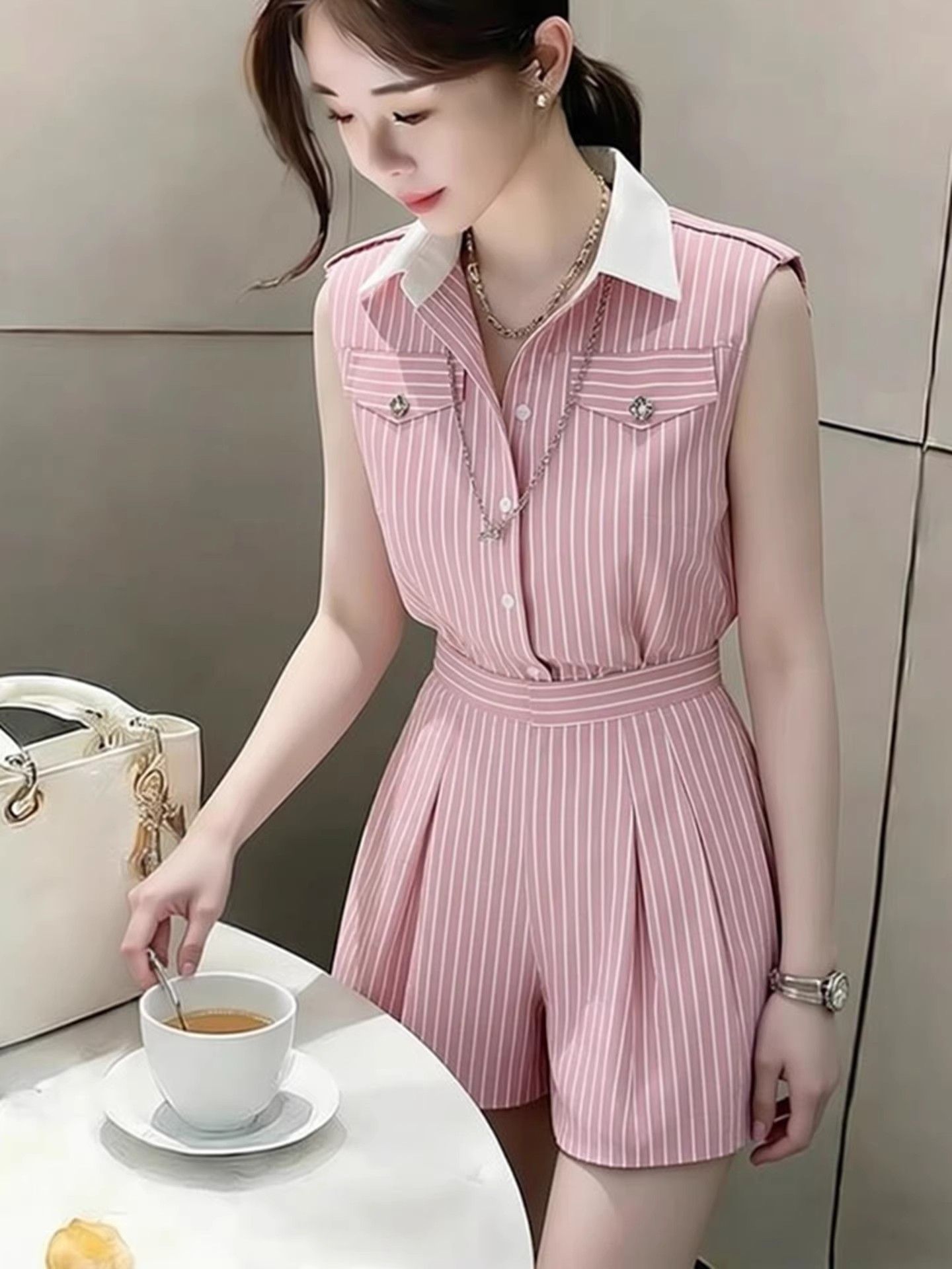 New High End Elegant Pink Stri - Home Office Romance review and price